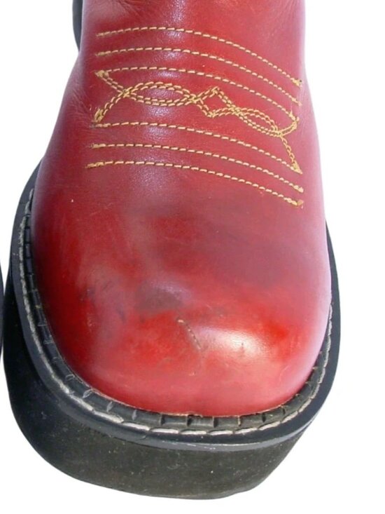 JOHN FLUEVOG F-Shoe Brick Red Leather Cowboy Boots Wom 10.5 - Made in MEXICO - Picture 7 of 11